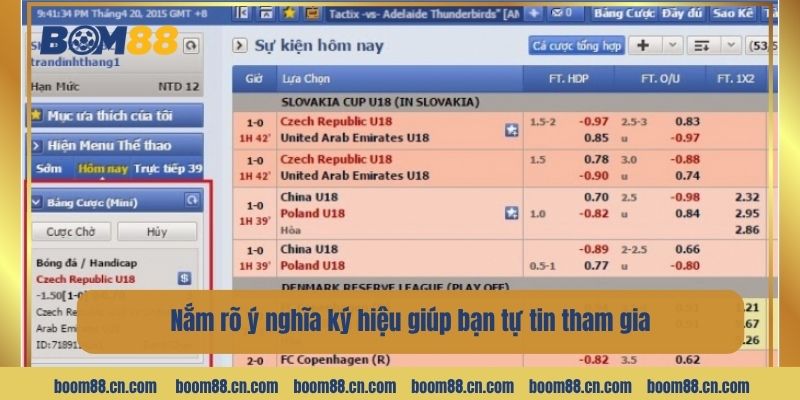 Nắm rõ ý nghĩa ký hiệu trong bảng tỷ lệ kèo giúp bạn tự tin tham gia.