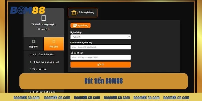 Thao tác rút tiền tại nhà cái nhanh gọn.